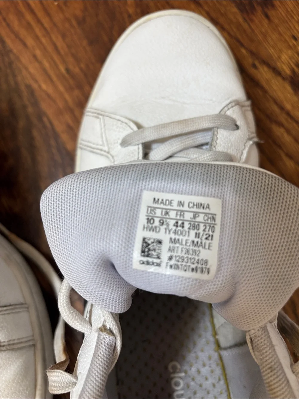 adidas White Sneakers with Black Three Stripes